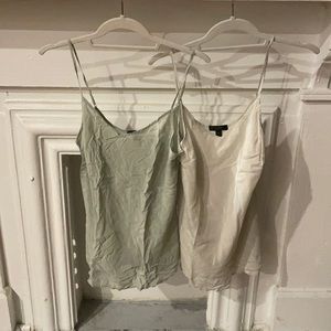 LOT 2 SZ small J crew silk camisoles cream & moss
